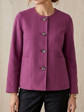 J Jill Wool Rabbit Hair Blend Button Down Pocketed Jacket Blazer